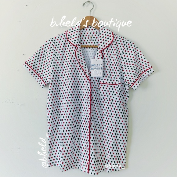 Roller Rabbit Holiday Hearts Polo Pajamas Red/Green Small Dreamland Day 12 NWT - Picture 2 of 13